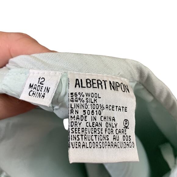 Albert Nipon Wool/Silk Silver Pencil Skirt - Picture 2 of 6